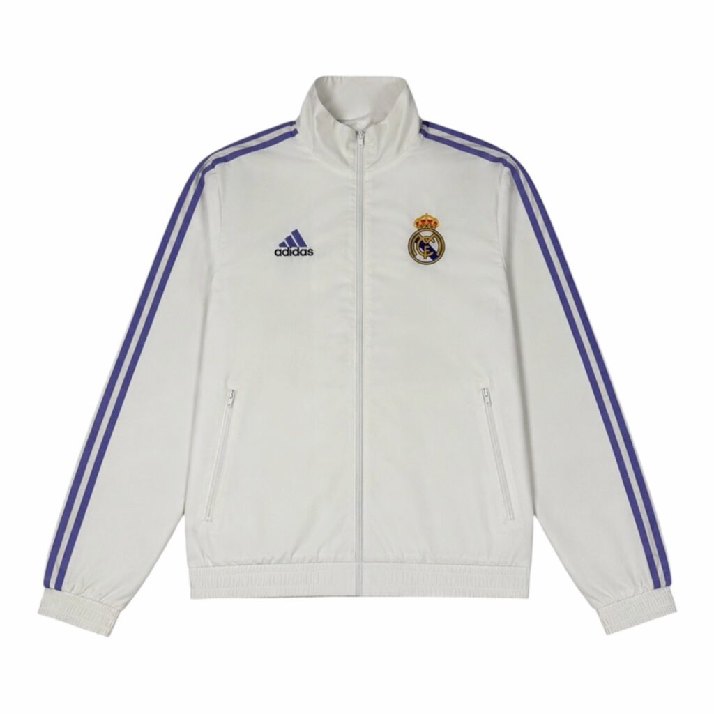 Adidas Real Madrid Trackjacket – Wendbar (Lila-Streifen/Weiß)